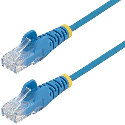 StarTech.com Câble réseau Ethernet RJ45 Cat6 de 50 cm - Cordon de brassage mince Cat 6 UTP sans crochet - Fil Gigabit bleu (N6PAT50CMBLS)