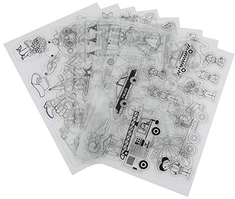 Hztyyier 8pcs Schrumpffolie Set, Plastikfolie Kit mit verschiedenen Mustern schrumpfbar DIY Handmake Tool für Handwerk Bonus Schlüsselanhänger(#1)