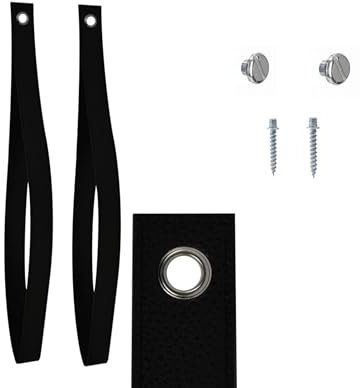 Support étagère sangle façon cuir noir avec fixations Chrome