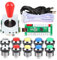 EG STARTS 1 jugador LED Arcade Games Ellipse Oval Style Bat Joystick + 5V LED Arcade Buttons para videojuegos Mame Raspberry Pi Arcade1up (Chrome Mix Colors)