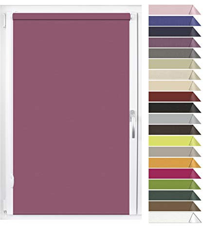 EFIXS Verdunklungsrollo Mini - Rollos nach Maß - 17 mm - Stoffbreite bis 110 cm, Höhe bis 220 cm - Hier: bis 80 cm x 150 cm (BxH) - Flieder (7901) - OHNE Bohren + verstellbare Klemmträger & Magnete