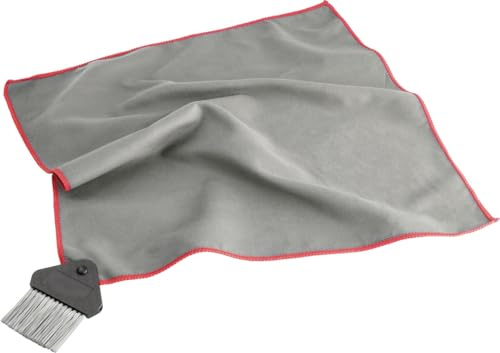 Walser CarComfort Cockpit Reinigungstuch, Mikrofasertuch mit Bürste fürs Auto, Oberflächen-Reinigungstuch, Mikrofasertuch 40x40 cm Rot