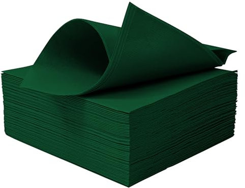 STAUBPIRAT Airlaid Servietten – 50 Stück - 20x20cm cm Serviette stoffähnlich - Tischdekoration für Kommunion, Ostern, Hochzeit, Geburtstag - dunkel grün 019