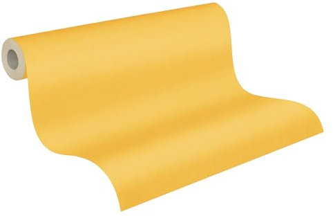 A.S. Création Unitapete Little Love Tapete einfarbig unifarben PVC-freie Vliestapete gelb seidenmatt glatt 383143