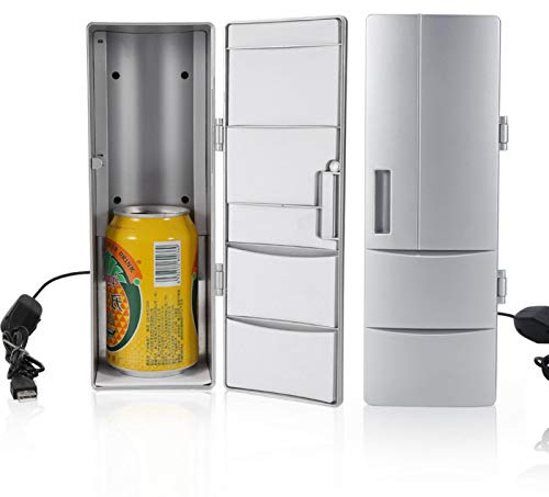 Refroidisseur de boissons, Mini USB Compact Réfrigérateur Congélateur Canettes Boire Refroidisseur de bière Réchauffeur Voyage Voiture Bureau Utilisation pour boissons en conserve, eau en bouteille
