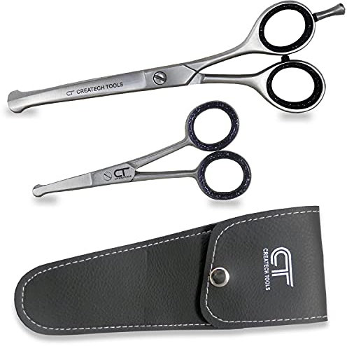 CT Pet Cat Dog Grooming Scissors Kit – 6 & 4.5 inch Hair Cutting Scissors Set, Japanese Stainless Steel Curved Blades with Safety Round Tips for Your Beloved Pets