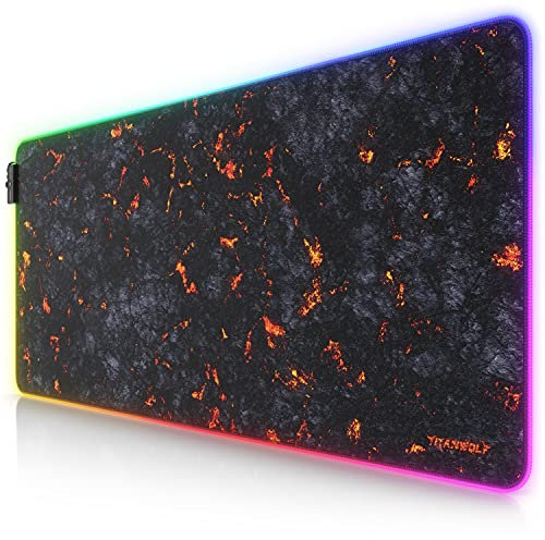 CSL-Computer – XXL-RGB-Gaming-Mauspad – LED-Schreibtischunterlage – 900 x 400 mm Übergröße – XXL-Mauspad – LED-Mehrfarben – 11 Beleuchtungsmodi – 7 LED-Farben Plus 4 Effektmodi – waschbar – Lava