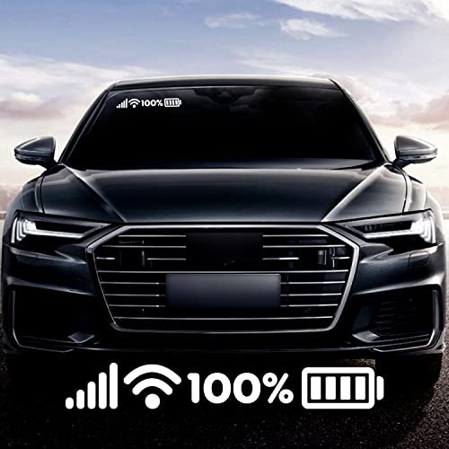 Nouiroy Signal WiFi Full Battery Sign Funny Electric Stickers for Car, Car Window Stickers Unique Vehicle Decals Styling Decorative Auto Rear Window Decal Electric Car Mirror Home Decoration, White