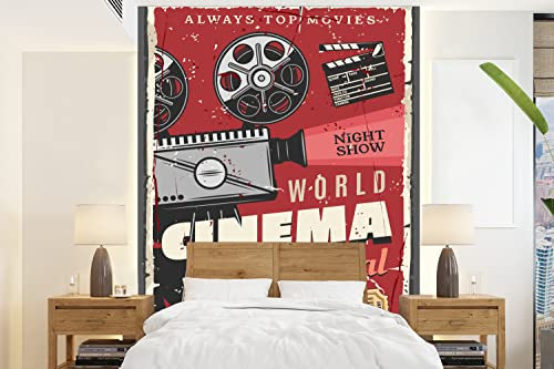 Selbstklebend Tapete Wandpapier Wandaufkleber Fototapete Tapeten Wanddeko 160x220 cm Kino - Jahrgang - Plakat - Retro