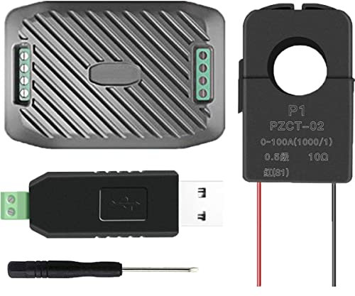 Youmile 100 A Multifunktionsmessgerät Spannung Strom PZEM-016 Leistung Energie Frequenz Amperemeter Voltmeter Multimeter + PZCT-02 Stromwandler-Spulensensor mit RS485-USB-Schnittstellenschraubendreher