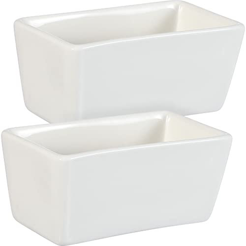 Set 2 Porta Bustine Zucchero in Ceramica – Contenitore Rettangolare in Porcellana Bianca per Bustine Tè, Caffè o Zucchero, Elegante per Casa e Bar