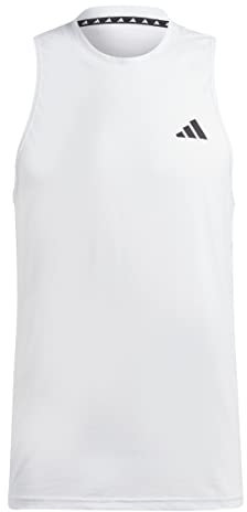 adidas Hombre Train Essentials Feelready Training Sleeveless Tee, White/Black, S