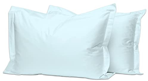 Pizuna 400 Fadenzahl Baumwolle Oxford Kissenbezug 50 X 75 Baby blau, 2-teilig 100% langstapelige Baumwolle weiche Mako-Satin weben luxuriös Kissenbezug mit 5cm Rahmen und 20cm Klappe