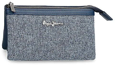 Pepe Jeans Maddie Borsa Tre Scomparti Blu 17,5x9,5x2 cm Poliestere con dettagli in Pelle Sintetica
