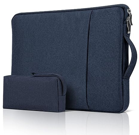 jooeer 11 Pouces Housse Ordinateur Portable Imperméable Pochette pour 11-12 Chromebook Tablette, Antichoc Sleeve de Protection PC avec Poignée Sac à Accessoires pour Femme Homme, Bleu Marine