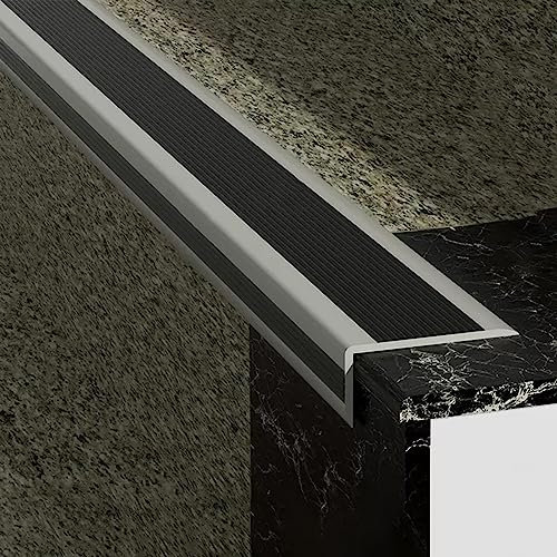 Treppenkantenprofil Antirutsch Treppe 5cm Fliesenkante Für Treppe Außen Innen Ecke, Gummi-Treppenstufen-Schutzleiste Für Vinyl-/Laminatböden, Selbstklebend, Wasserdicht Und Rutschfest ( Color : Black