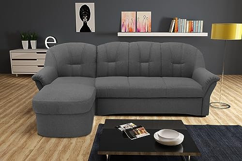 DOMO. collection Ecksofa Puno, kleines Sofa in L-Form mit Longchair, Couch, Polstermöbel, Eckcouch, 233 x 142 x 84 cm (BxTxH), grau