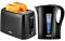 Geepas Electric Kettle & 2 Slice Bread Toaster Kitchen Combo Set | 2200W 1.7L Cordless Jug Kettle Boil Dry Protection & Auto Shut Off | 650W 6 Level with Browning Control & Crumb Tray | Black