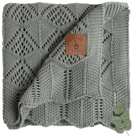 Little Dedi Babydecke aus 100% Tencel™, 80 x 100 cm, Grün - Oeko-TEX® 100 Klasse 1, hypoallergen, thermoregulierend und atmungsaktiv - Luxuriöse Strickdecke für Neugeborene und Kleinkinder