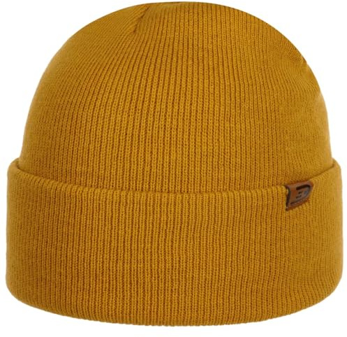 CapUniverse Wind Beanie Umschlagmütze Strickmütze Herren Ganzjährig senf One Size