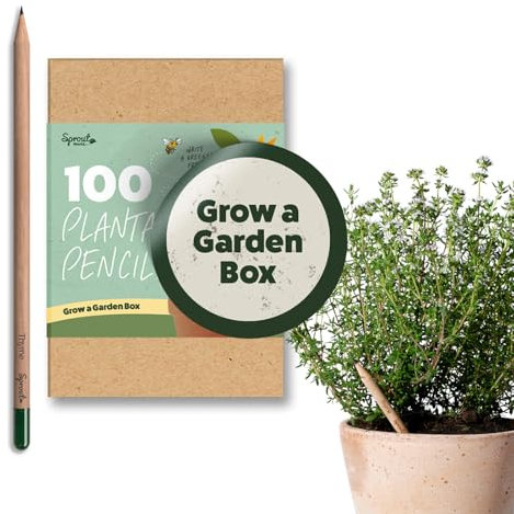 SproutWorld Holzbleistifte | Grow a Garden Box | vorgespitzte HB-Graphit-Bleistifte zum Einpflanzen mit 4 verschiedenen Samensorten | Zertifiziertes Holz | 100er Pack | großes Vorteilspaket