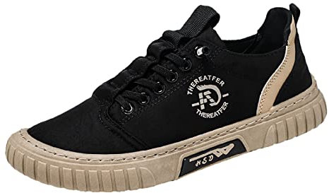 Genérico 2024 - Zapatillas bajas para hombre, zapatillas casuales transpirables, zapatos para caminar, lona, botines planos negros para hombres, Le Noir, 40 EU