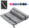 damoguin 3er-Set Mikrofaser Handtuch, Groß (180*80cm) & 2 Stück Klein (80*40cm) Schnelltrocknende Microfaser Fitness Handtücher, als Sporthandtuch, Strandtuch, Badetuch und Reisehandtuch (Hellgrau)