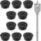 Taiyyi Lot de 10 passe-câbles flexibles en silicone - 25 mm - Passe-câbles - Pour bureau, table d'ordinateur - Avec foret de 25 mm (noir, blanc)