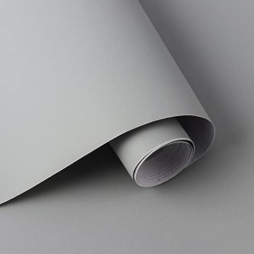 Timeet Selbstklebende Tapete Grau 40CMx10M Klebefolie Grau Matt Möbelfolie Selbstklebend Hellgrau Möbelaufkleber Wasserfest Dekorfolie Vinyl Folie für Möbel Küche Wände Schränke Tisch