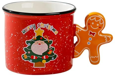 Tazas de cerámica de Feliz Navidad | Tazas de café de hombre de jengibre | Taza de decoración navideña novedosa | Divertida taza de Navidad con mango de jengibre | Taza de cerámica linda de dibujos