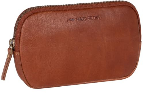 Marc Peter® Vintage Darvin Federmäppchen Etui aus Leder mit YKK Reißverschluss, Federmappe für Stifte Braun