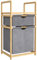 HOMCOM Panier à linge en bambou corbeille à linge sale avec 2 sacs en tissu coulissants et étagère à lattes, bac à linge pour salle de bain, chambre à coucher, buanderie, naturel