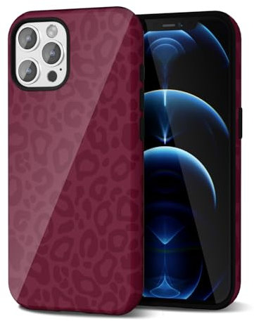 Svanove Cheetah Print Phone Case for iPhone 12 Pro Max Case Girly Trendy Leopard Pattern, Retro Cool Animal Print, Luxury Cute Case for Women, Aesthetic Y2k Hard Shell Plastic, Burgundy