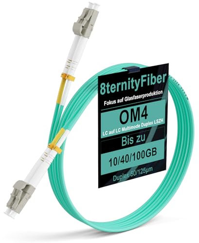 8ternityFiber OM4 Fibre LC a LC 1M/3FT 10GB/40GB/100GB Fibre Cable Multimode Duplex 50/125um, Opciones de longitud: 0.2m-50m, 2mm LSZH