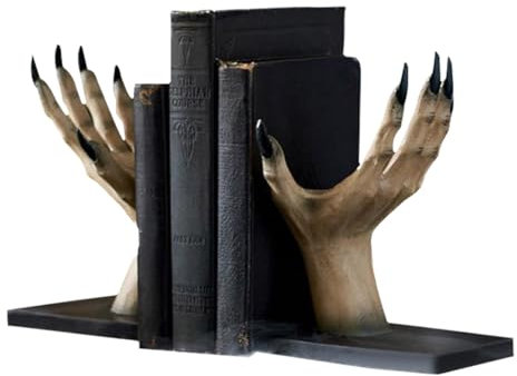 Serre-livres en forme de main squelette – Bouchons de livre d'horreur décoratifs, mains effrayantes en résine | Décoration d'étagère d'Halloween, support de livre gothique, accessoire de bibliothèque