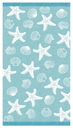 Delindo Lifestyle Strandtuch Miami, Seestern- und Muschelmuster, 100% Baumwolle, 100x180 cm groß, OEKOTEX-100, Mint grün