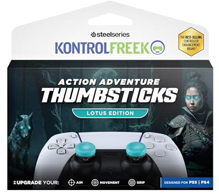 KontrolFreek Lotus Gommini per Controller PS5 | 2x Rialzi Analogici Mid-Rise per PS5 & PS4 | Grip e Controllo Migliorati | Turchese