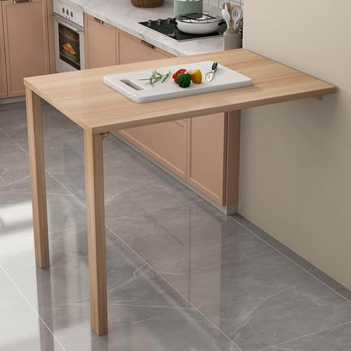 Misorat Multifunktion Klapptisch, Holz Tisch unsichtbar Wand hängen Esstisch Kleiner Wandtisch, Wandmalerei Stil Unter Hause Esstisch, Lackierte Stahlbeine, Walnut color-L75*W30cm