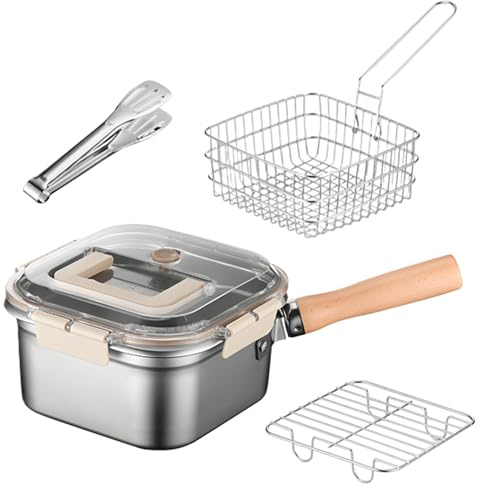 Ensemble de friteuses à poisson portable avec support d'égouttement d'huile | Ustensiles de cuisine en plein air pour jardin, barbecue, pique-nique, réunions entre amis, fête de famille