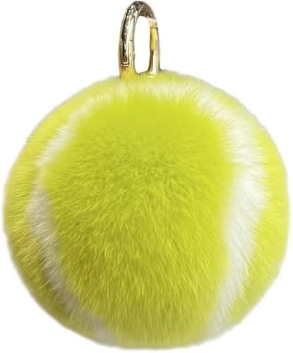 HDouii Kunstfell-Tennisball-Schlüsselanhänger, 6,3 cm, Plüsch, strukturierter Handtaschen-Anhänger für Sportbegeisterte, Turnbeutel und Mode-Accessoires