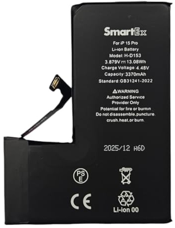 Smartex® Black Label Batteria maggiorata Compatibile con iPhone 15 PRO - capacità 3370 mAh