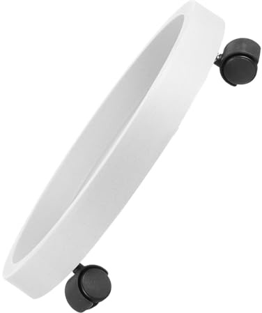 TOYANDONA Support Mobile pour Pot de Fleurs Rond Gris-Blanc avec roulettes, Châssis Robuste en Plastique, Plateau Respirant Anti-humidité, pour Intérieur et Extérieur, Base Mobile Pratique