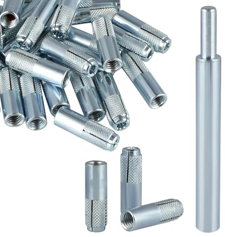 Eingebettete Befestigungselemente aus verzinktem Stahl 1 4 20 und 3 8 16 Gewindeeinsätze mit Installationswerkzeug für Heimwerkerprojekte Einschrauben von Ankerbolzen