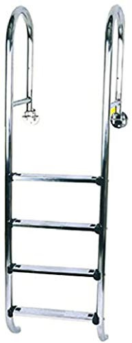 Steinbach Einbaubeckenleiter Edelstahl, 4-stufig, Flansch/Kippgelenk, für Beckentiefe 150 cm, schmale Ausführung, Holm Ø 43 mm, 018019