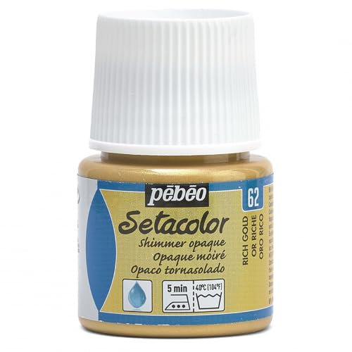 Pébéo Pintura de Tela Setacolor 45 ml tintes 57 Colores Diferentes, Oro Rico Tornasolado