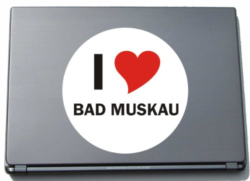 Indigos UG Laptop Aufkleber I Love - Bad MUSKAU 210 mm - Notebook Aufkleberskin - Dekoration für Laptopdeckel - für Studenten, Büro, Schule, UniStadtname
