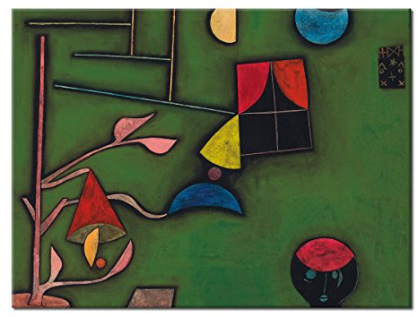 WANDKINGS Leinwandbild Stillleben mit Pflanzen und Fenster von Paul Klee / 80 x 60 cm/auf Keilrahmen