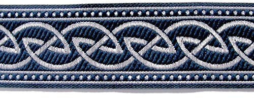 10m Keltischer Knoten weit Webband Borte 33mm Farbe: Blau-Silber von 1A-Kurzwaren 35034-blsi