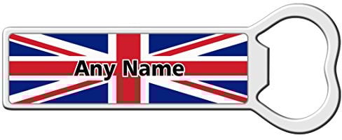 Personalised Union Jack Flag Print Bottle Opener Fridge Magnet