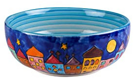 Gall&Zick Salatschüssel Schale Keramik Handbemalt Bunt (Blau, Klein)